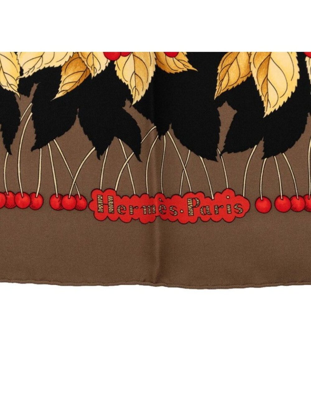 ★SOLD★ Hermes Carre 90 Les Merises Cherry Scarf Large Black Multicolor Silk - Picture 7 of 8